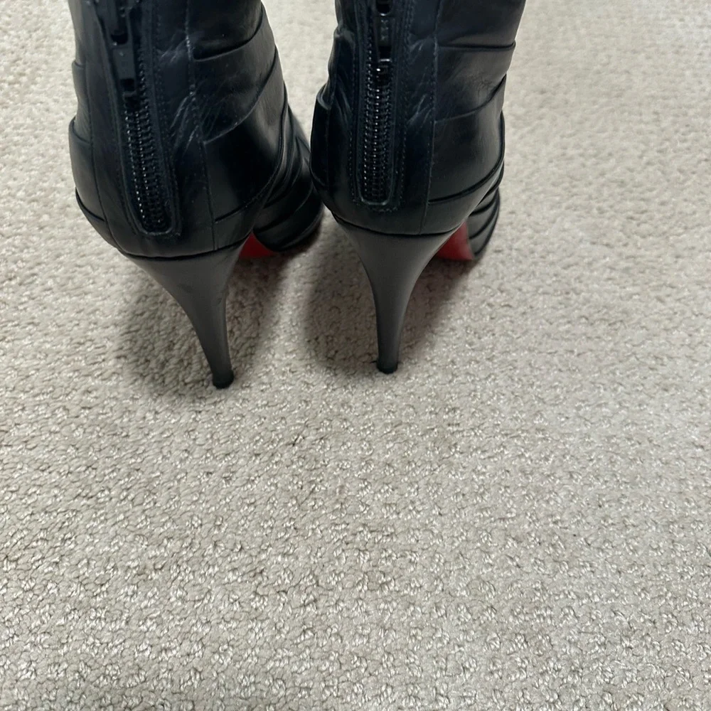 Christian Louboutin Black Leather Ankle Booties - Picture 2 of 4